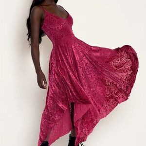 Blackmilk red fantasy core midi burnout dress